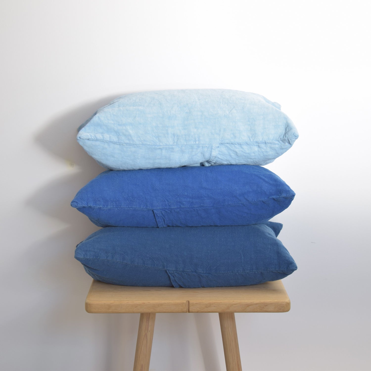 クッションカバー 麻100% フランス製 フレンチリネン ミニクッション 青 ブルー