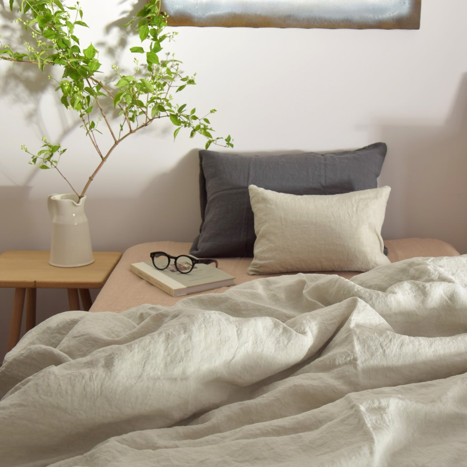 布団カバー デュベカバー 麻 リネン フレンチリネン フランス製 ベッドリネン ベージュ オフホワイト