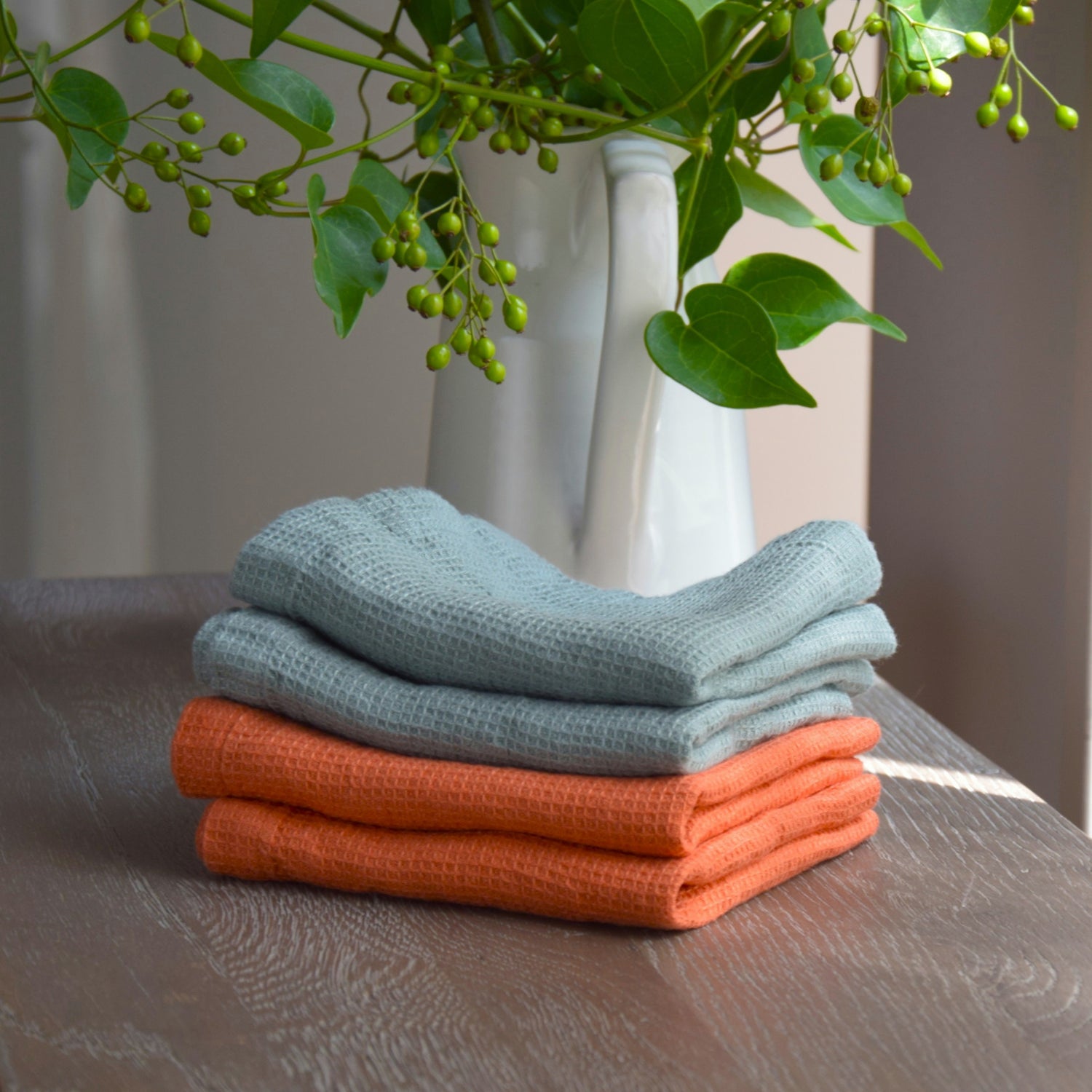 ハンドタオル タオル 麻 リネン フレンチリネン フランス製 ワッフル生地 ハニコム織