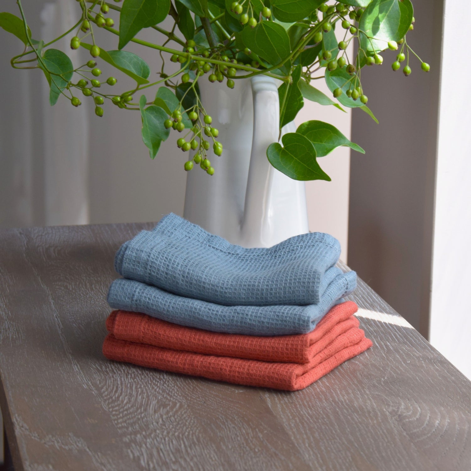 ハンドタオル タオル 麻 リネン フレンチリネン フランス製 ワッフル生地 ハニコム織