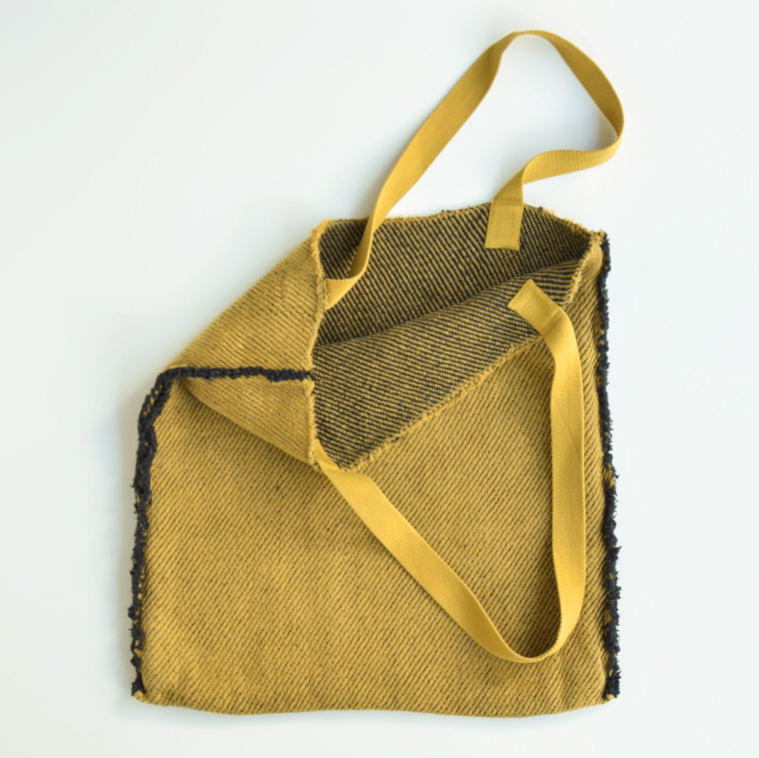 リネンバッグ トートバッグ フランス製 フレンチリネン 真鍮色 黄土色 リバーシブル