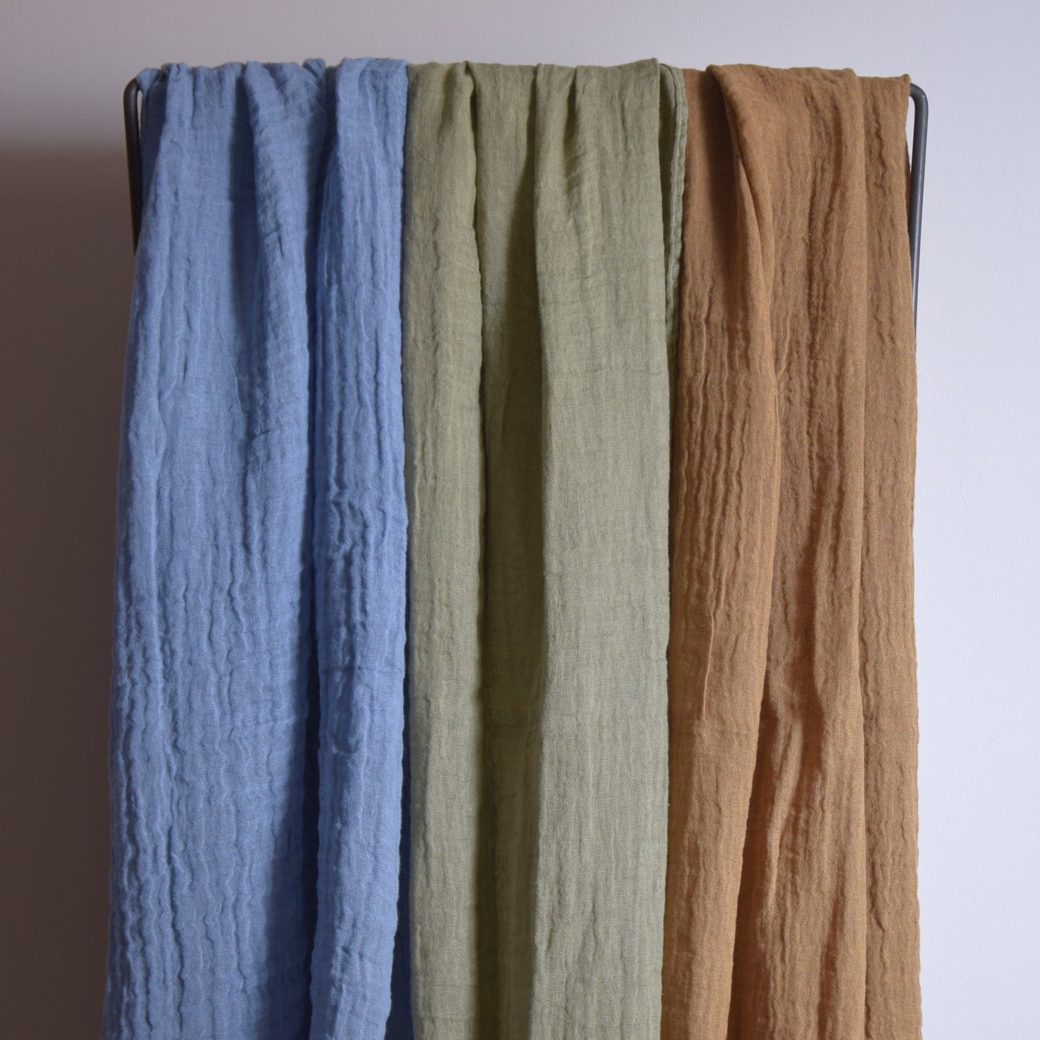 ストール マフラー フレンチリネン ハーモニーブルー リネン グリーン ブルー ブラウン
