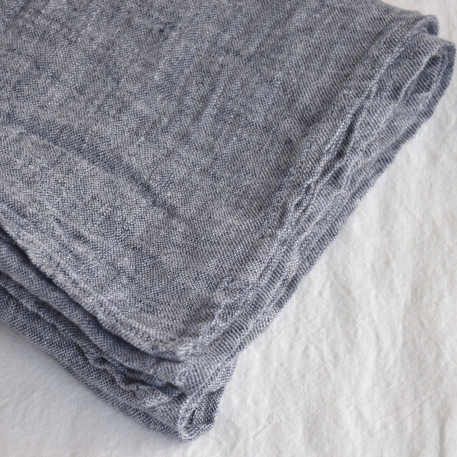 ストールLサイズ 2色糸 INDIGO ECRU