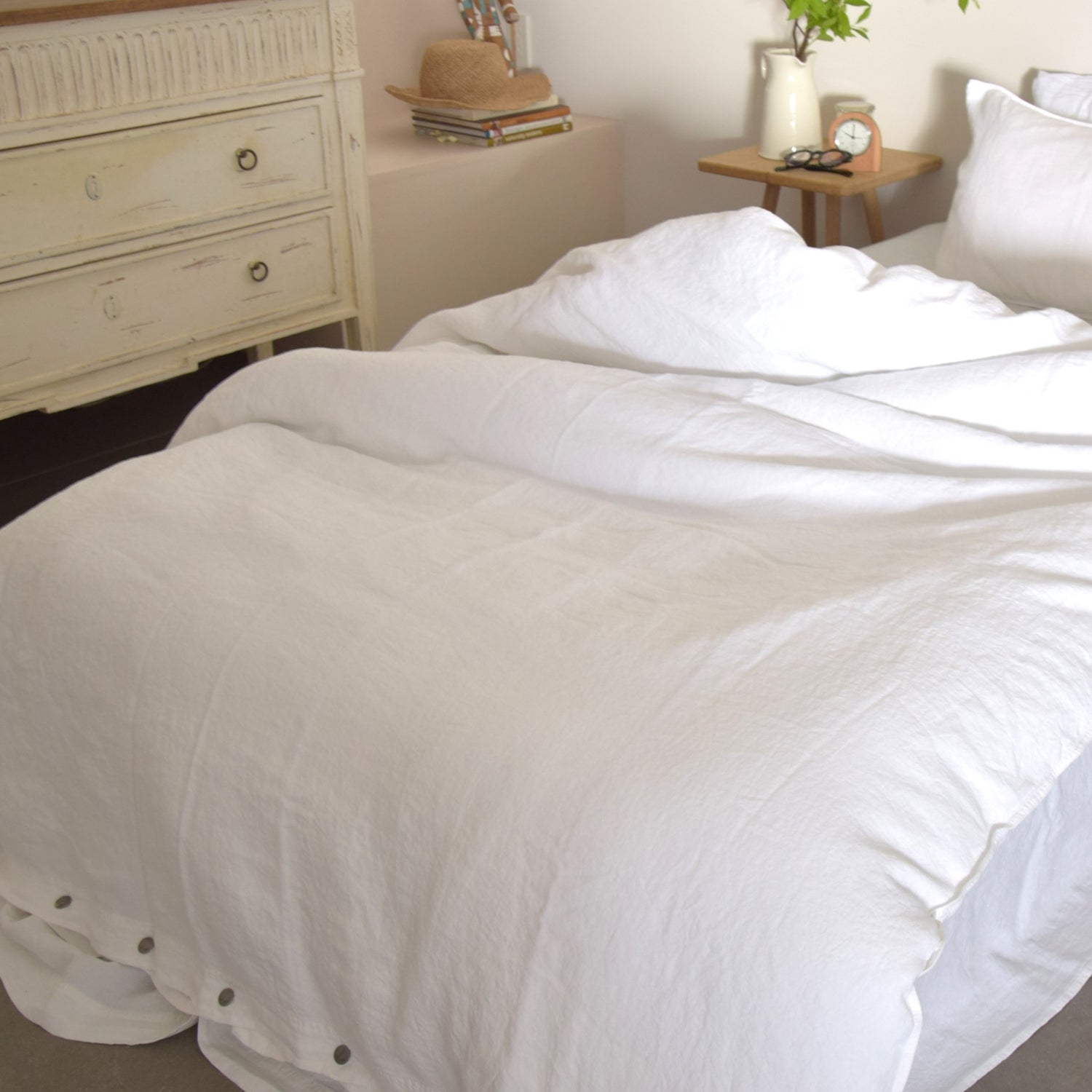 布団カバー デュベカバー 麻 リネン フレンチリネン フランス製 ベッドリネン 白