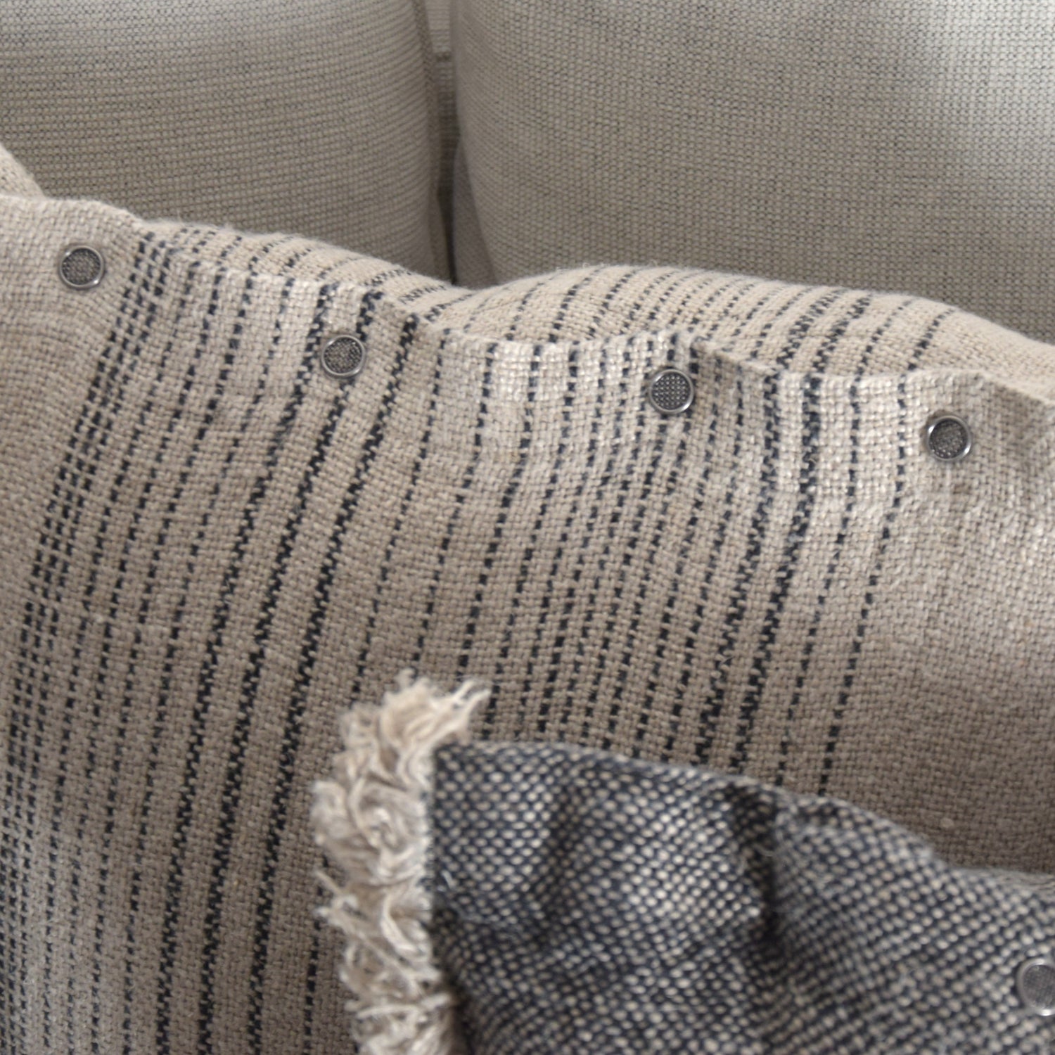 リネン クッションカバー フレンチリネン シャンブレー ナチュラル色 EU製 ヨーロッパ製