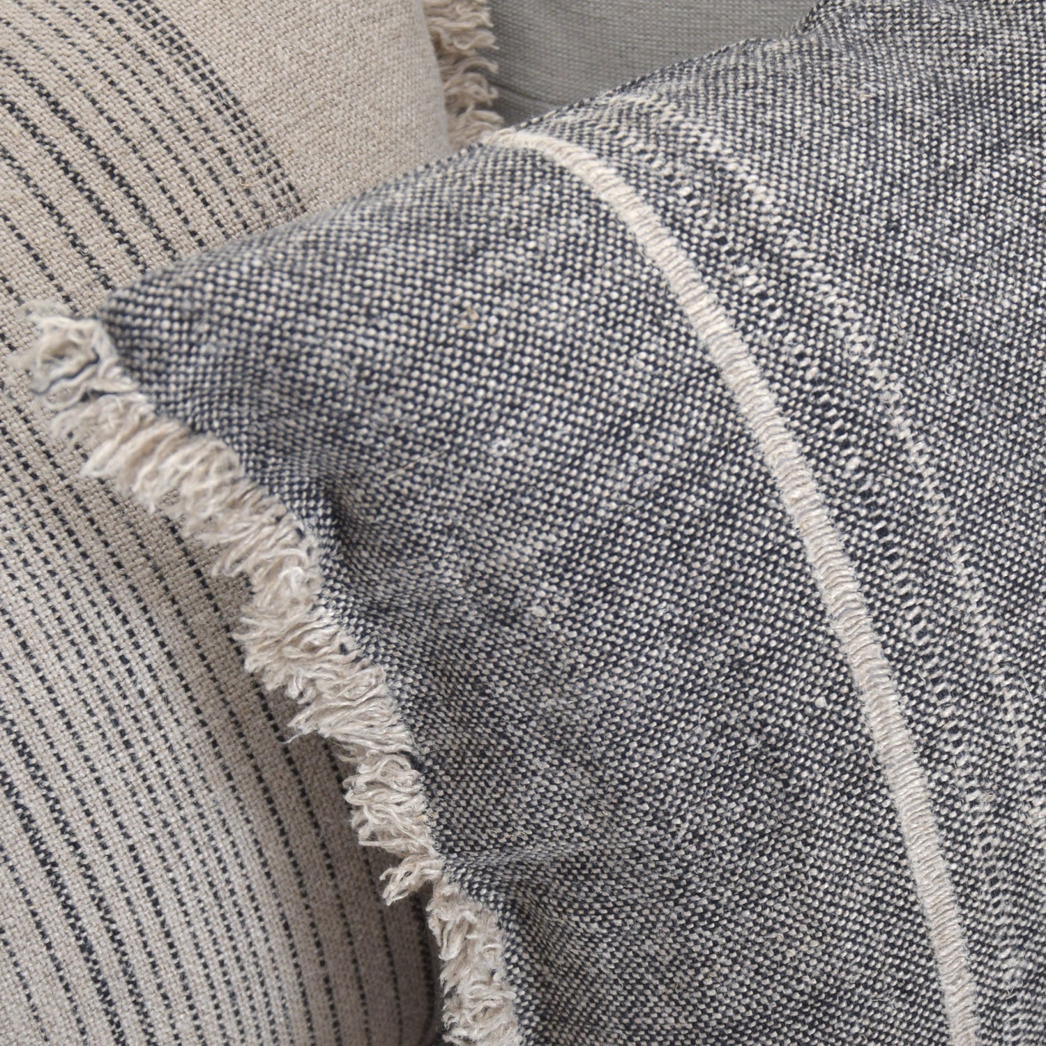 リネン クッションカバー フレンチリネン シャンブレー 黒色 EU製 ヨーロッパ製