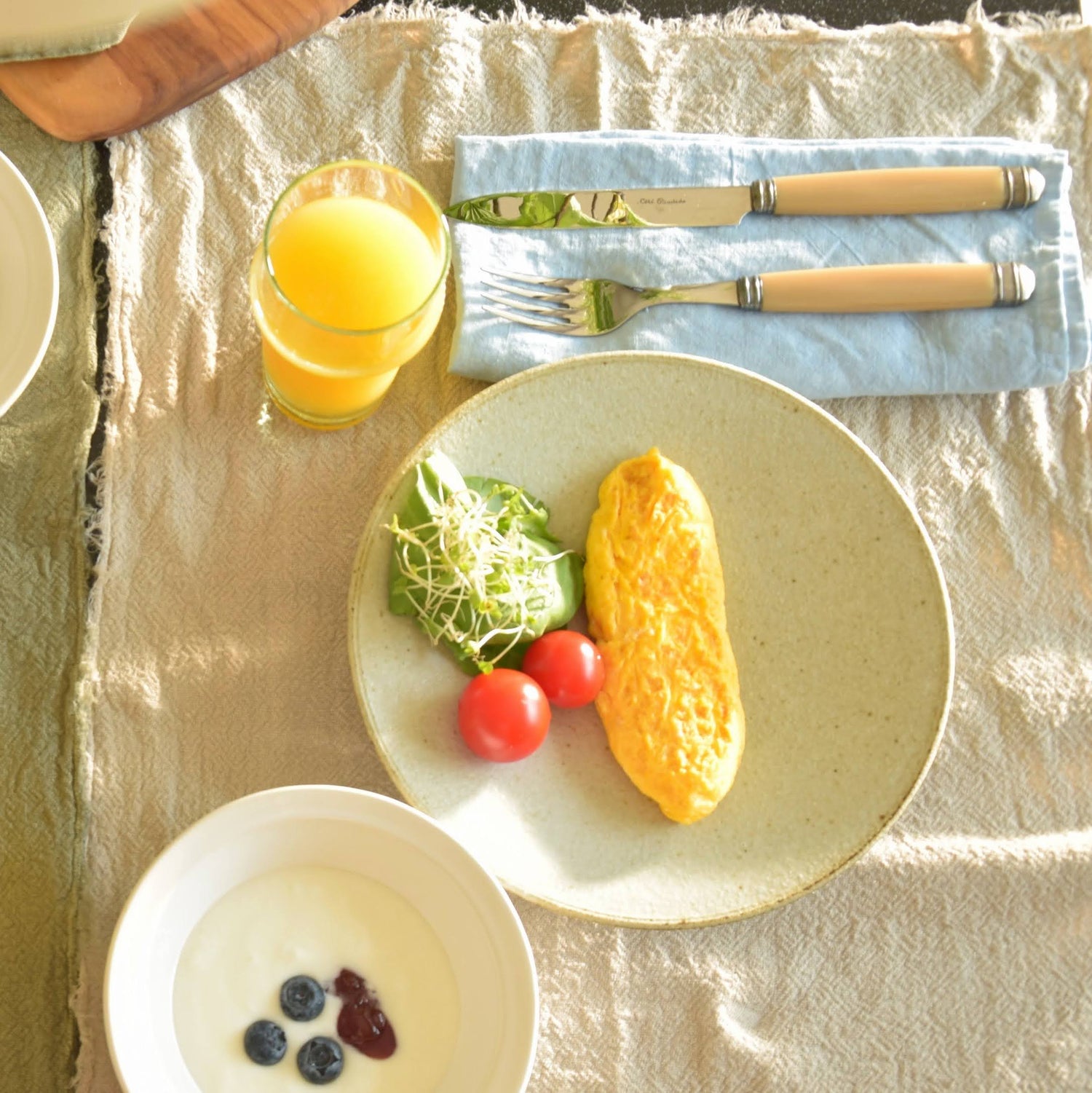 ナプキン ハンカチ 麻 リネン フレンチリネン フランス製 青 水色 ブルー