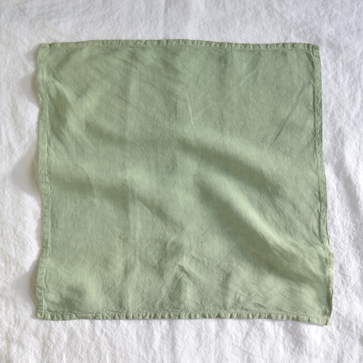 ナプキン ハンカチ ハンドタオル 麻 リネン フレンチリネン フランス製 葉緑素 薄緑色 グリーン ナチュラル色