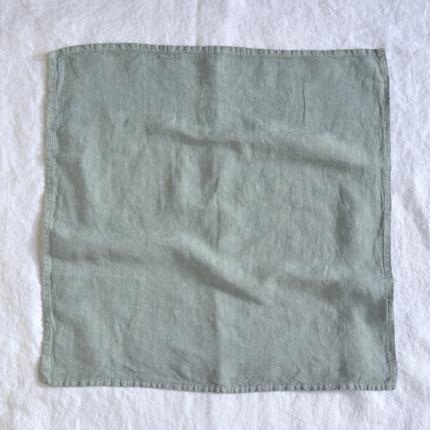 ナプキン ハンカチ ハンドタオル 麻 リネン フレンチリネン フランス製 セージ色 薄緑色 グリーン ナチュラル色