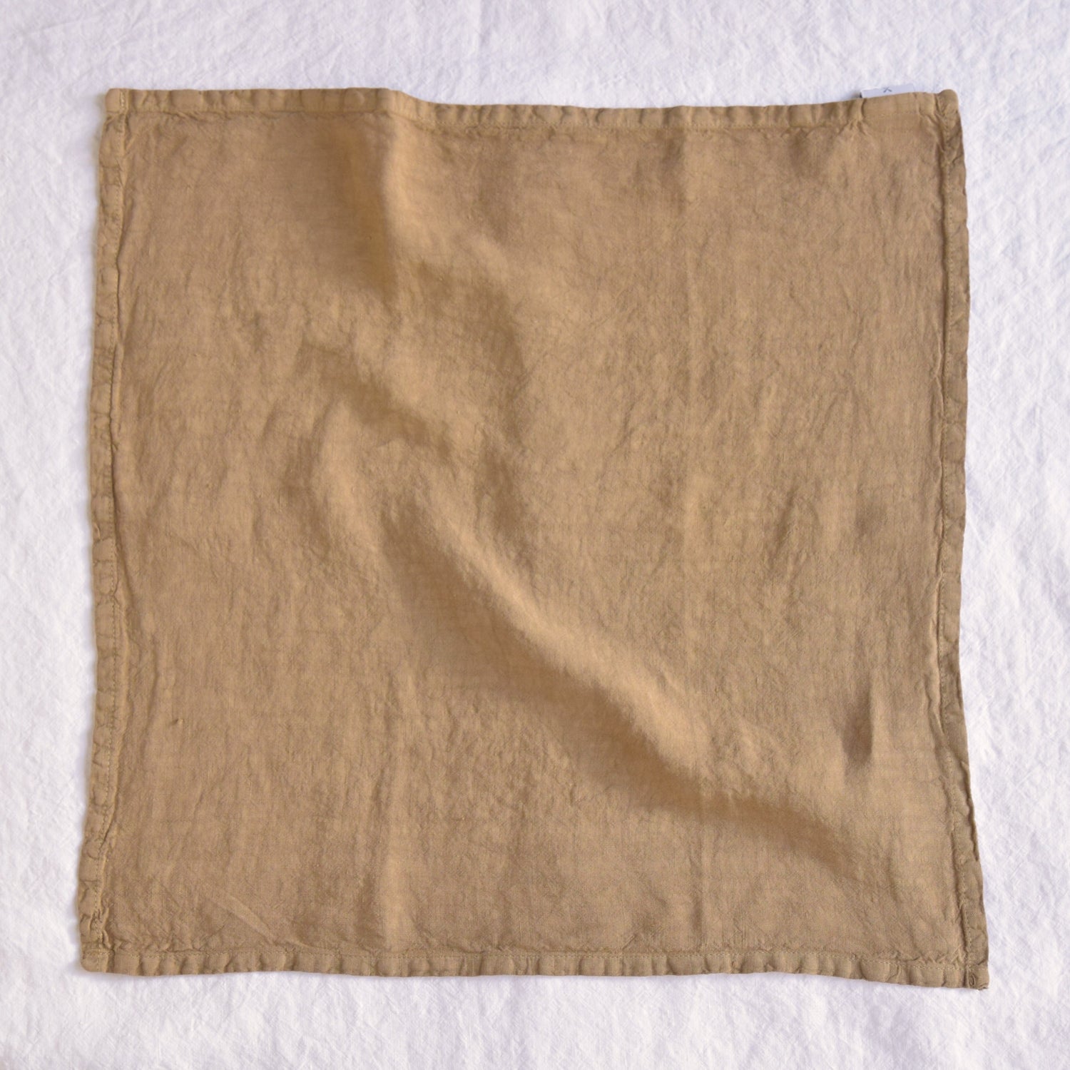 ナプキン ハンカチ ハンドタオル 麻 リネン フレンチリネン フランス製 黄土色 茶色