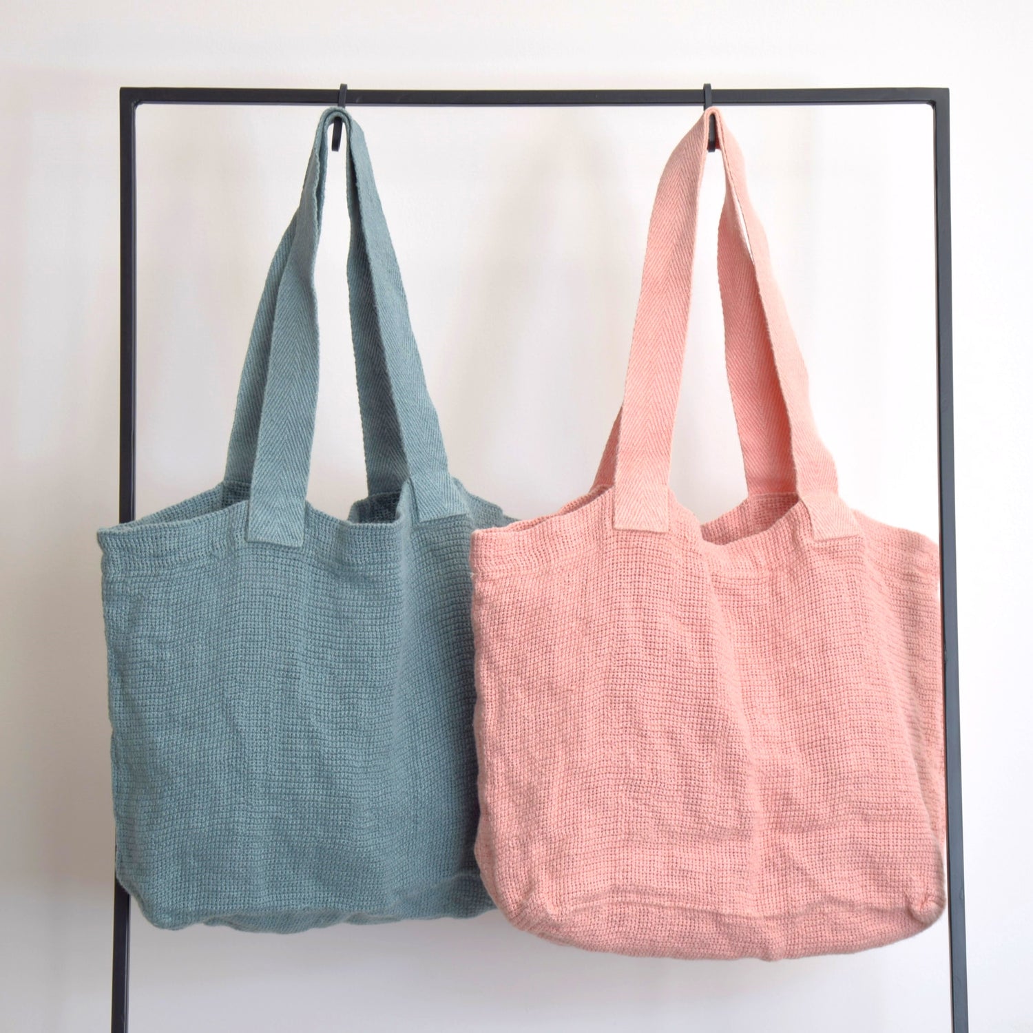 トートバッグ リネンバッグ フランス製 フレンチリネン CHARVET EDITIONS シャルべエディション ブルーグレー ブルー メッシュ