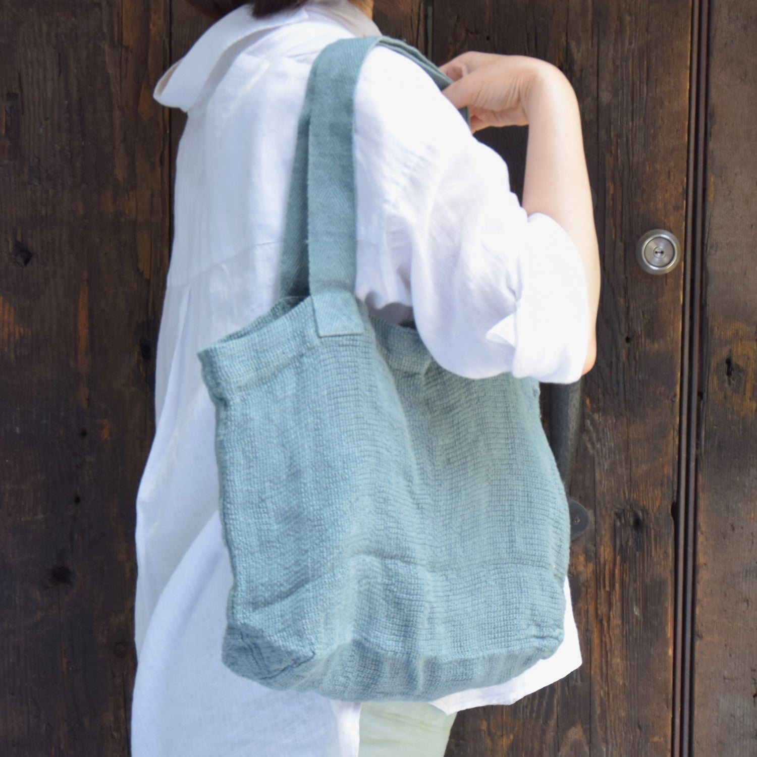 トートバッグ リネンバッグ フランス製 フレンチリネン CHARVET EDITIONS シャルべエディション ブルーグレー ブルー メッシュ