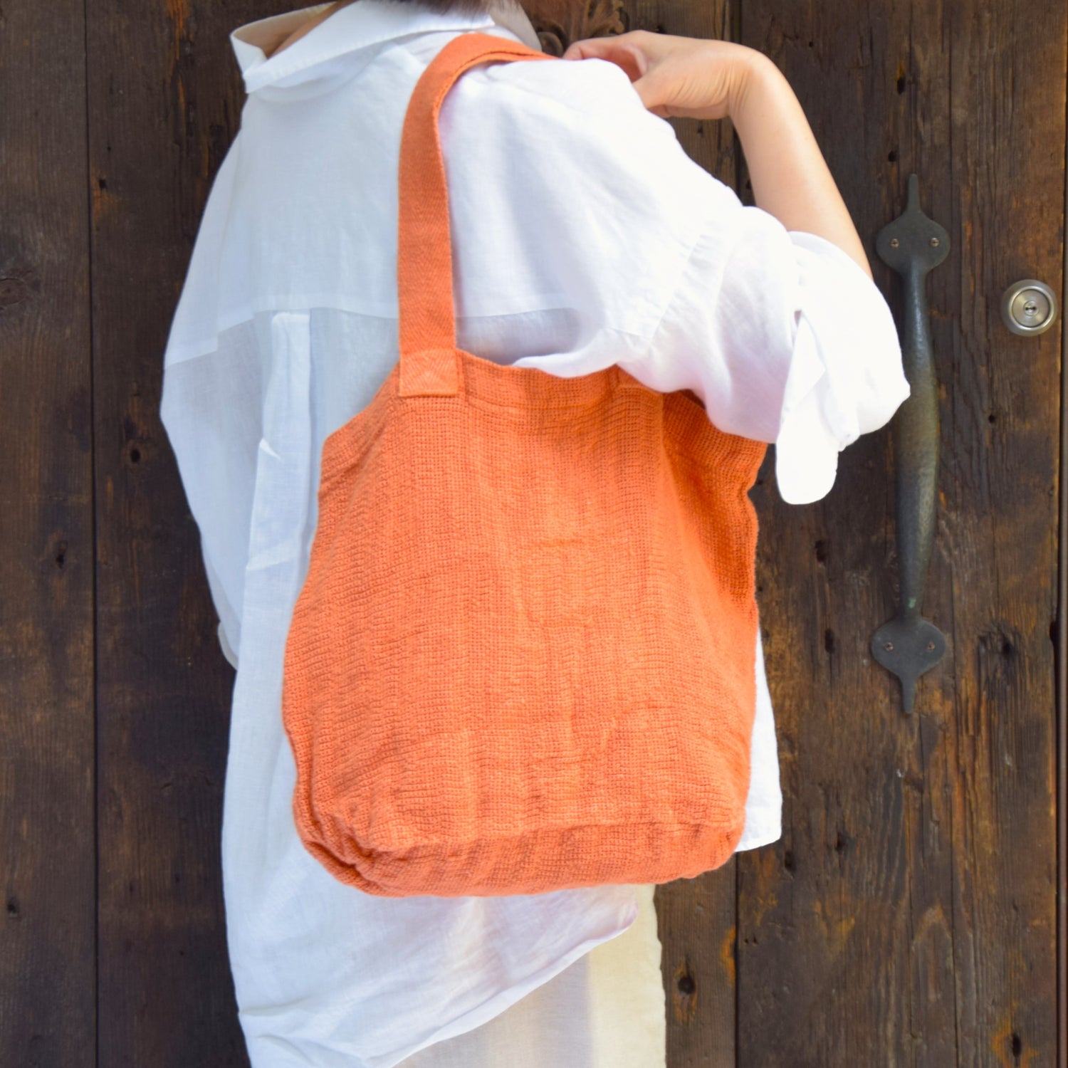 トートバッグ リネンバッグ フランス製 フレンチリネン CHARVET EDITIONS シャルべエディション キャロット オレンジ色 メッシュ