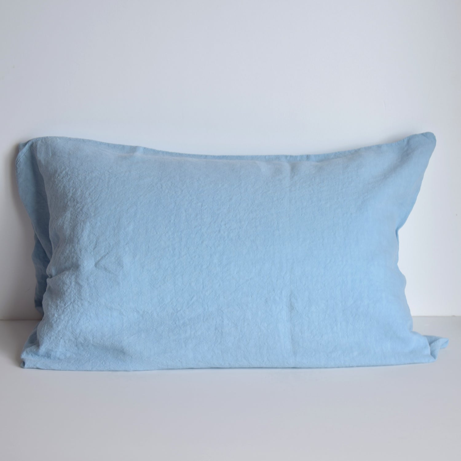 まくらカバー ピロカバー ピロケース 麻 リネン フレンチリネン フランス製 ベッドリネン 水色 空色 青色 ブルー スカイブルー