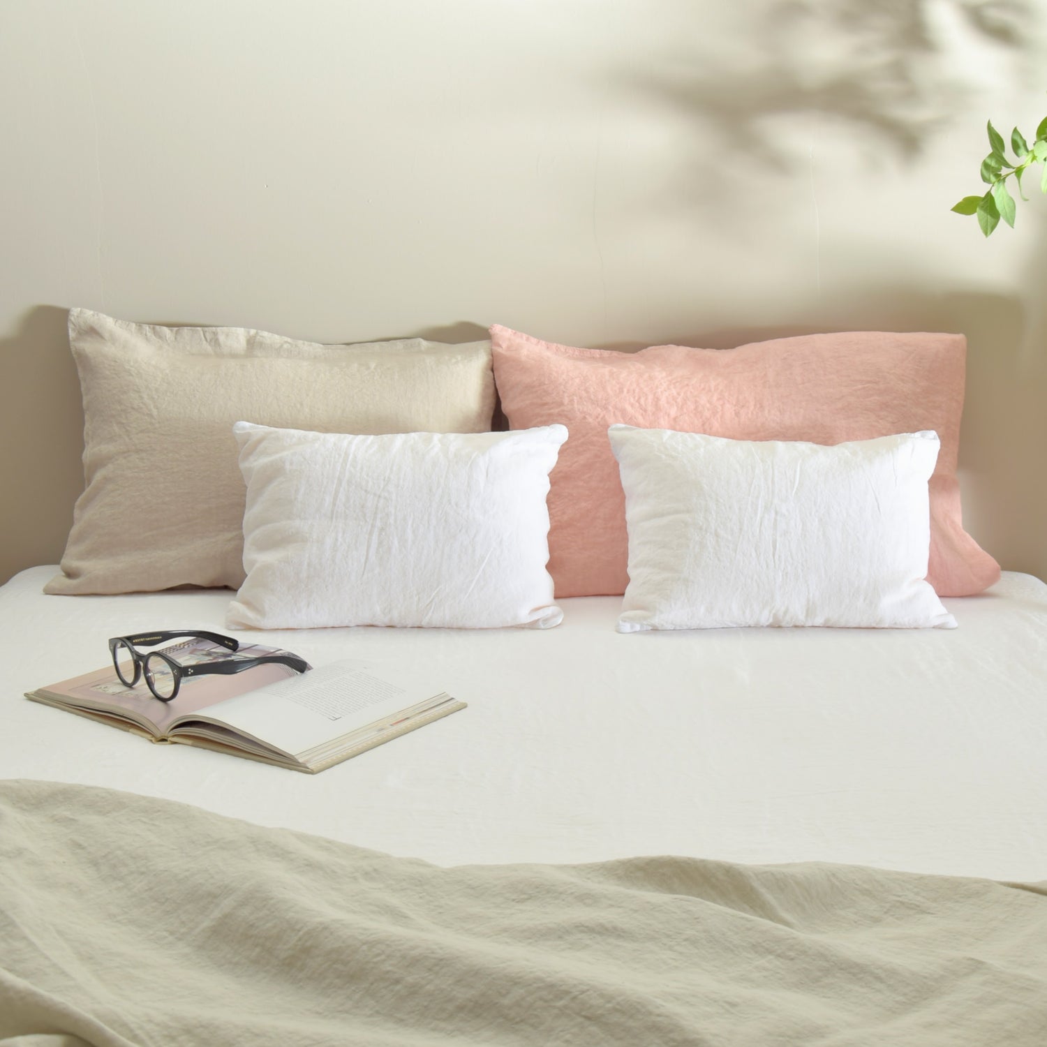 まくらカバー ピロカバー ピロケース 麻 リネン フレンチリネン フランス製 ベッドリネン ピンク