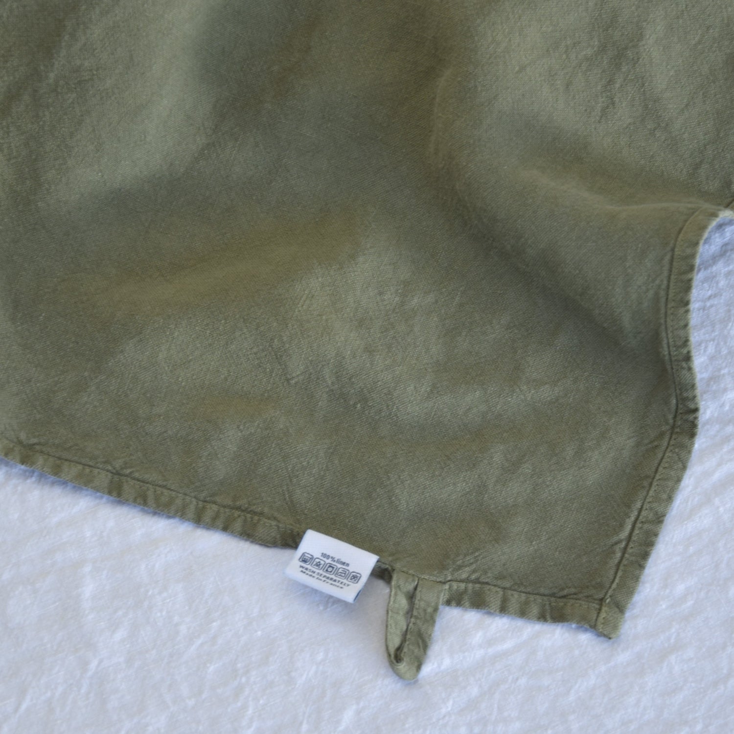 キッチンタオル トション タオル 食器ふき 麻 リネン フレンチリネン フランス製 カーキ 緑色 グリーン