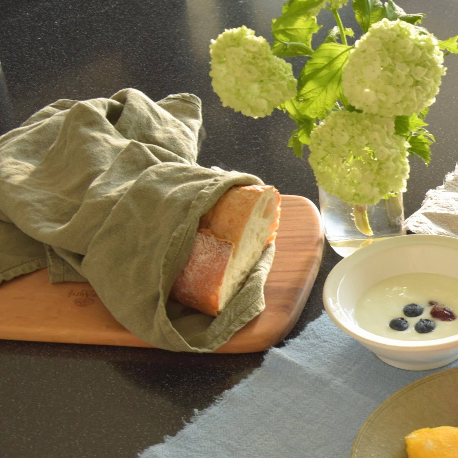 キッチンタオル トション タオル 食器ふき 麻 リネン フレンチリネン フランス製 カーキ 緑色 グリーン