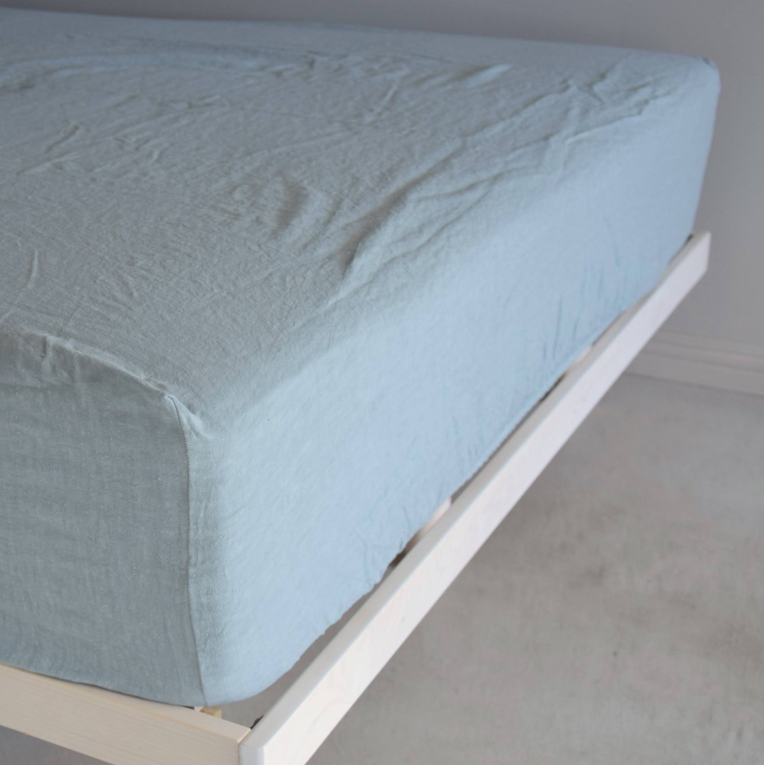 ベッドシーツ リネン フランス製 ボックスシーツ フレンチリネン ブルーグレー