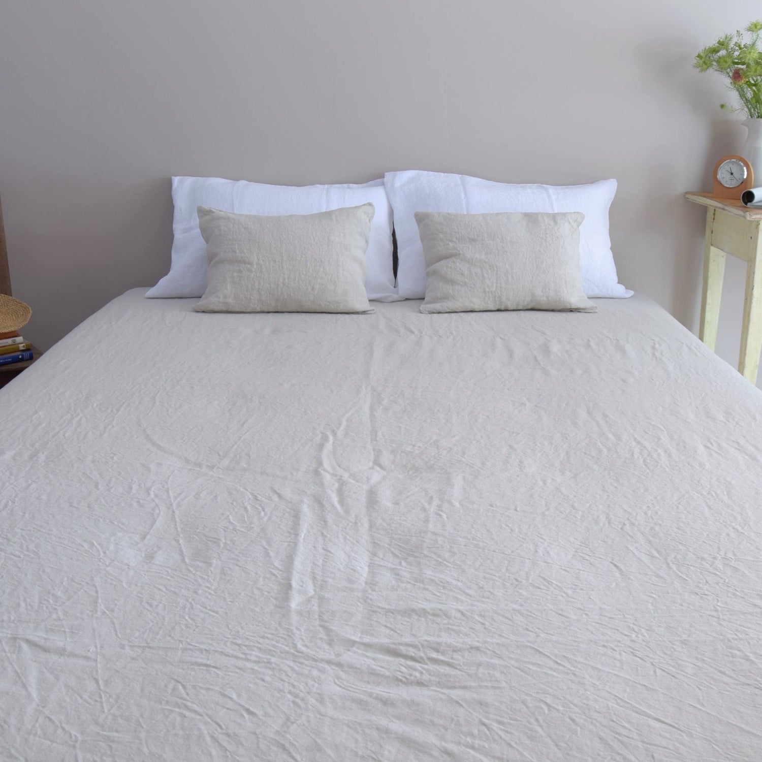 ボックスシーツ リネン フランス製 フレンチリネン ベージュ