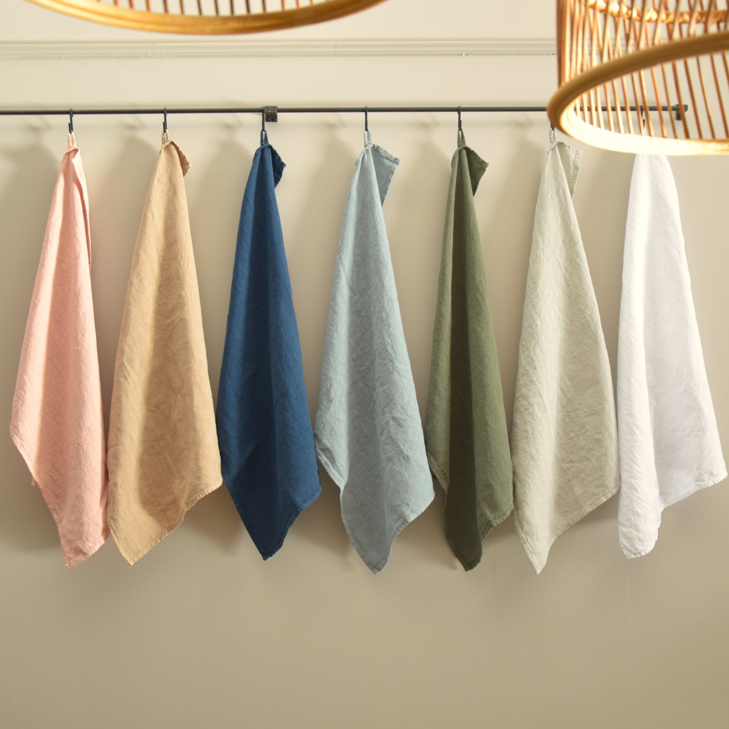 キッチンタオル トション タオル 食器ふき 麻 リネン フレンチリネン フランス製 ピンク ナチュラル