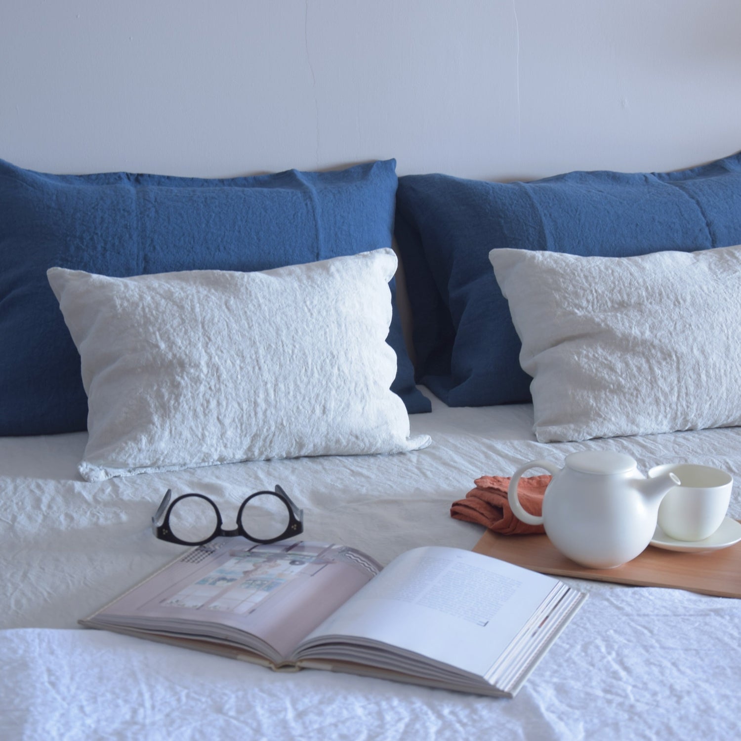 クッションカバー フランス製 フレンチリネン リネン 麻 白 ミニクッション