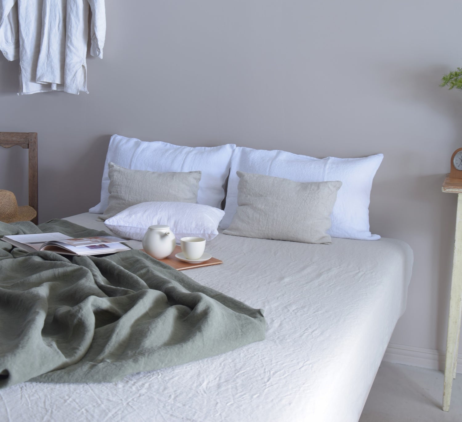 まくらカバー ピロカバー ピロケース 麻 リネン フレンチリネン フランス製 ベッドリネン 白