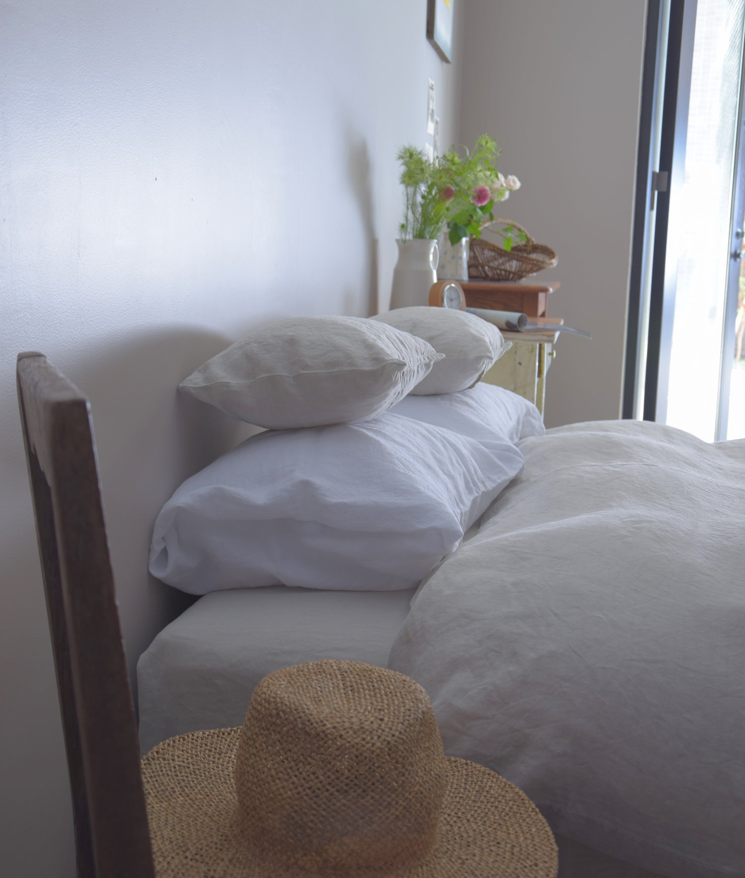 まくらカバー ピロカバー ピロケース 麻 リネン フレンチリネン フランス製 ベッドリネン 白