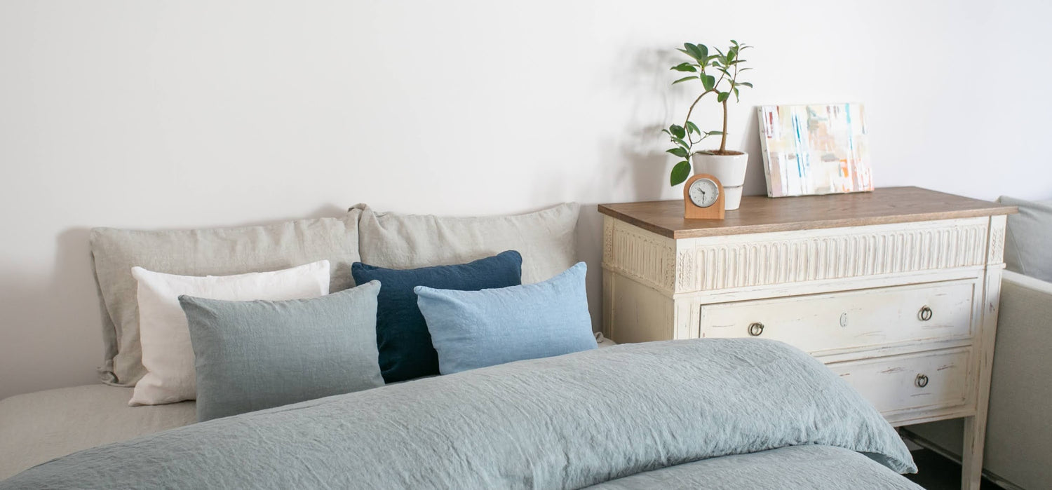 布団カバー デュベカバー 麻 リネン フレンチリネン フランス製 ベッドリネン セージ色 ブルーグリーン 薄緑色