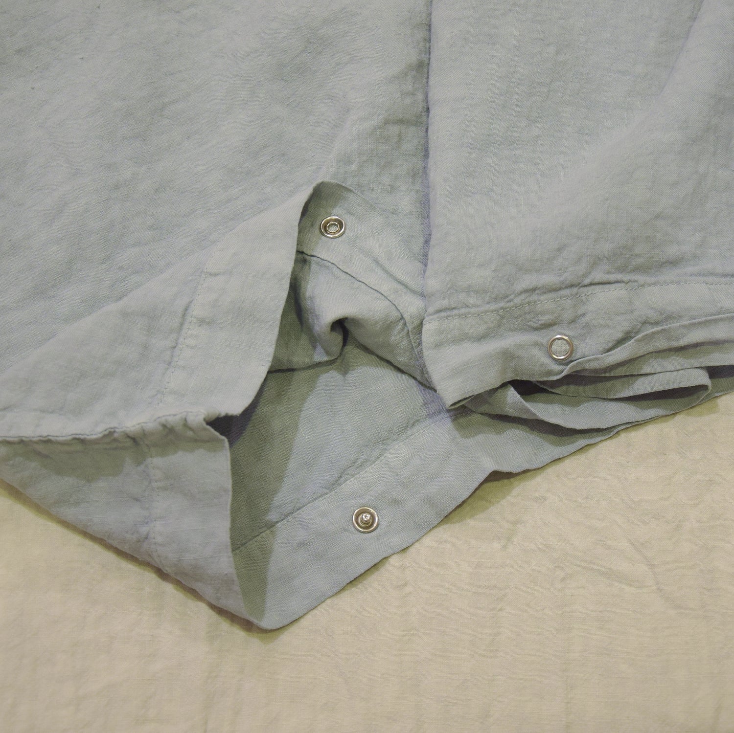 布団カバー デュベカバー 麻 リネン フレンチリネン フランス製 ベッドリネン セージ色 ブルーグリーン 薄緑色