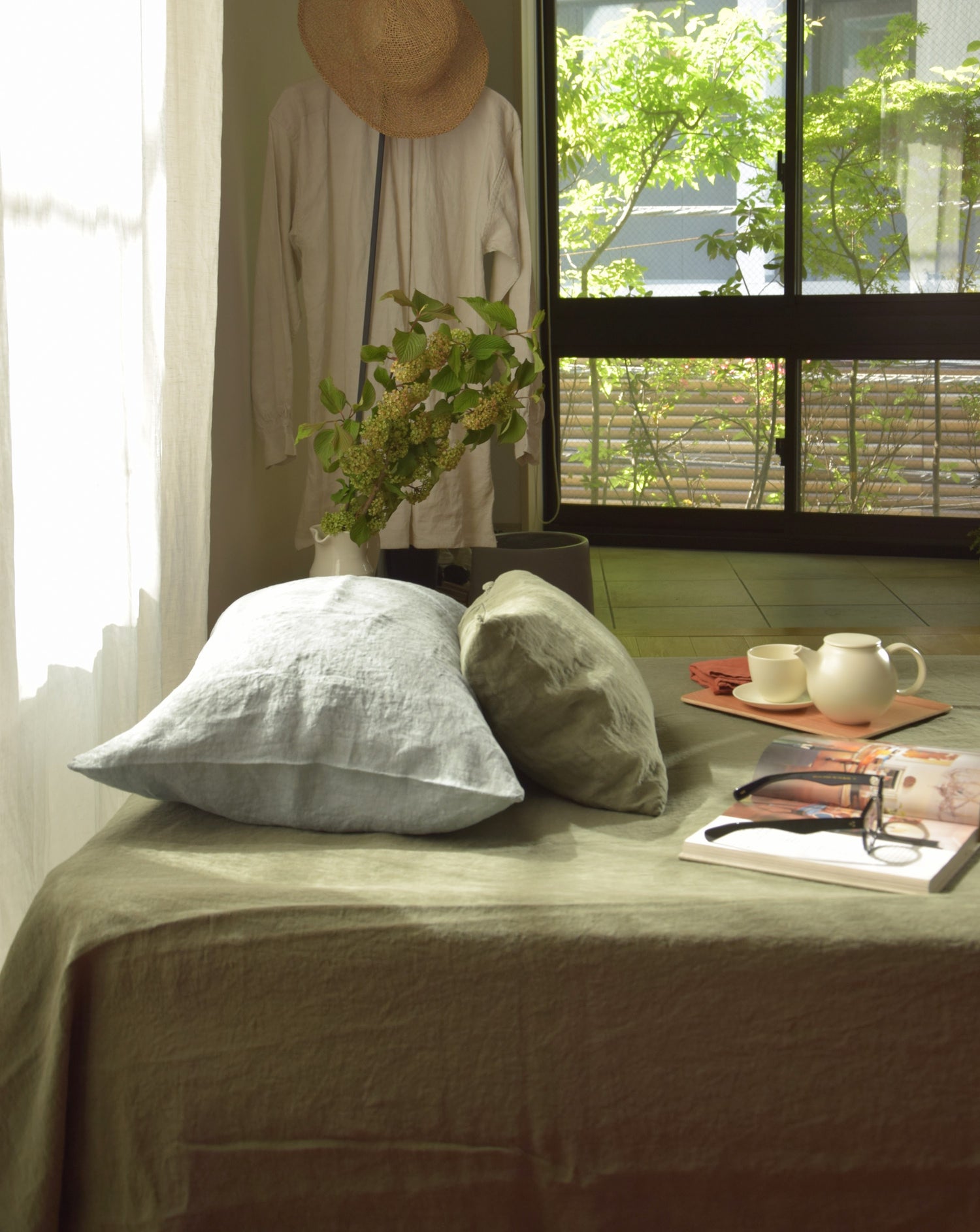 Flat sheet(フラットシーツ)- KAKI - La Draperie Francaise