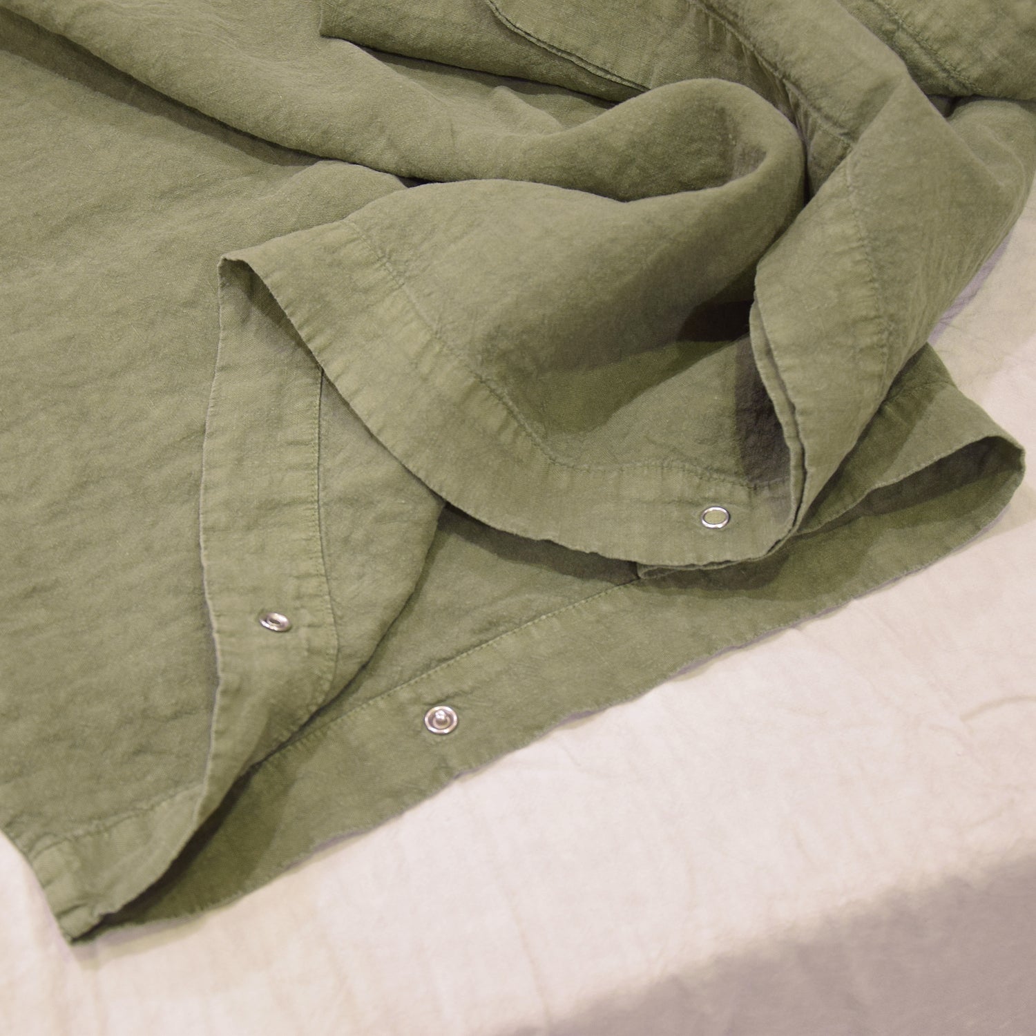 布団カバー デュベカバー 麻 リネン フレンチリネン フランス製 ベッドリネン カーキ グリーン 緑色