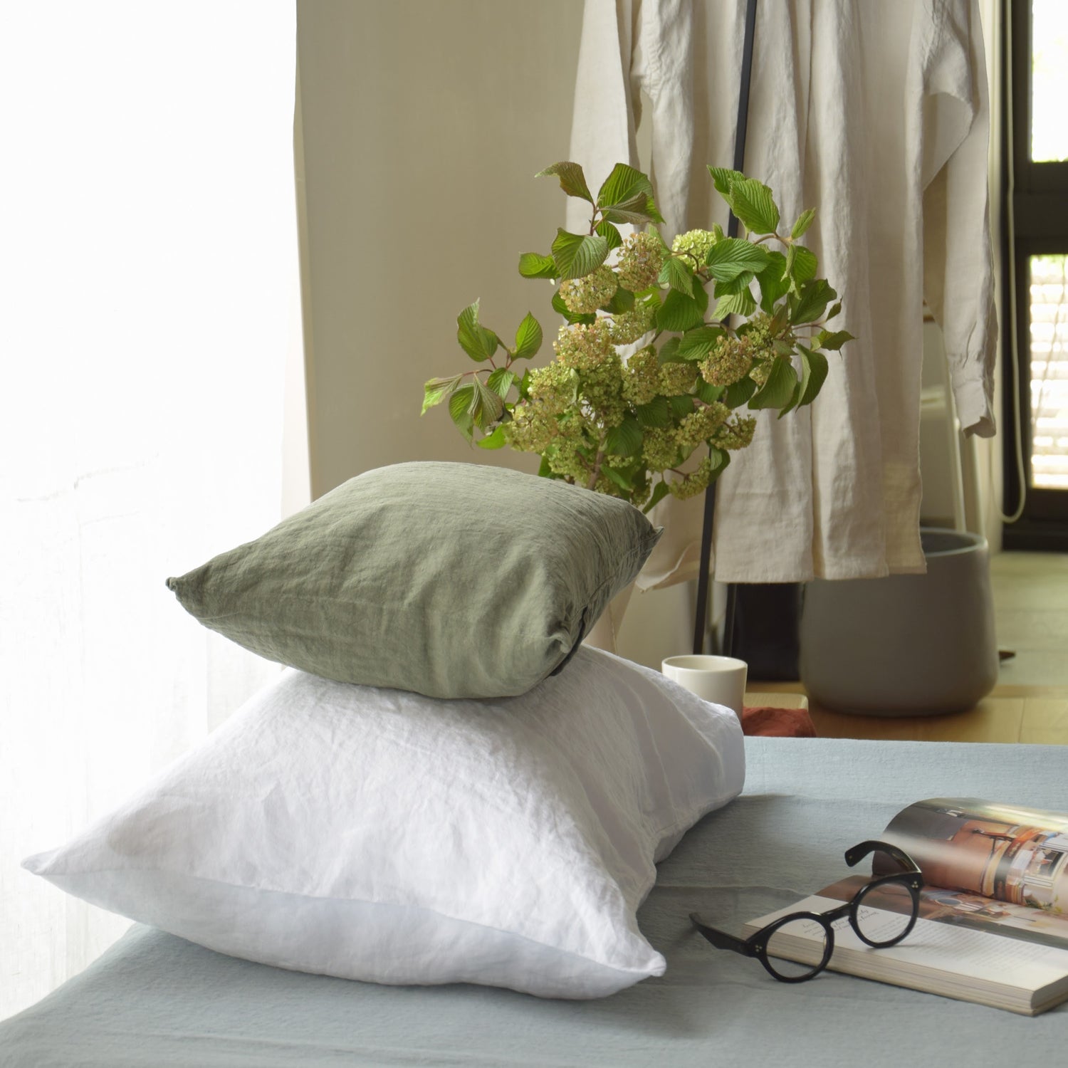 まくらカバー ピロカバー ピロケース 麻 リネン フレンチリネン フランス製 ベッドリネン 白