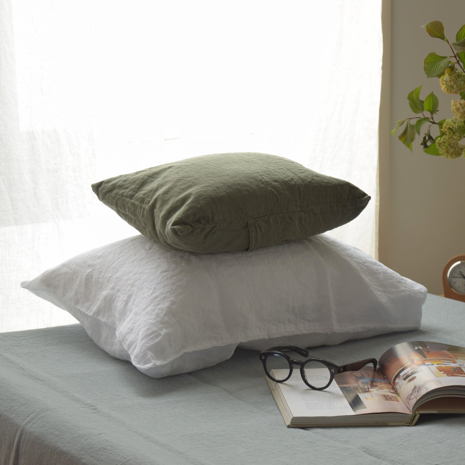 まくらカバー ピロカバー ピロケース 麻 リネン フレンチリネン フランス製 ベッドリネン 白