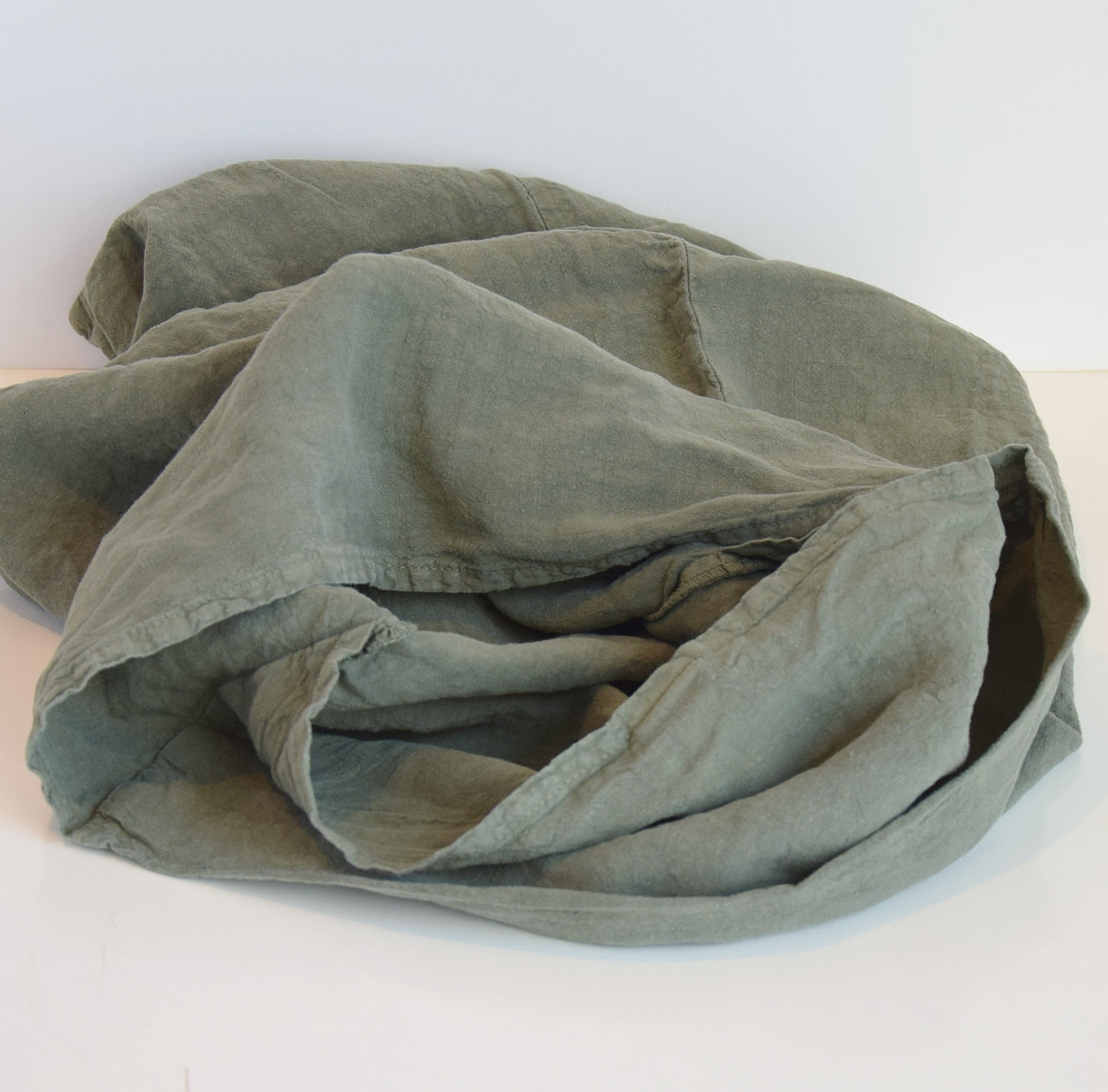 まくらカバー ピロカバー ピロケース 麻 リネン フレンチリネン フランス製 ベッドリネン カーキ 緑色 グリーン