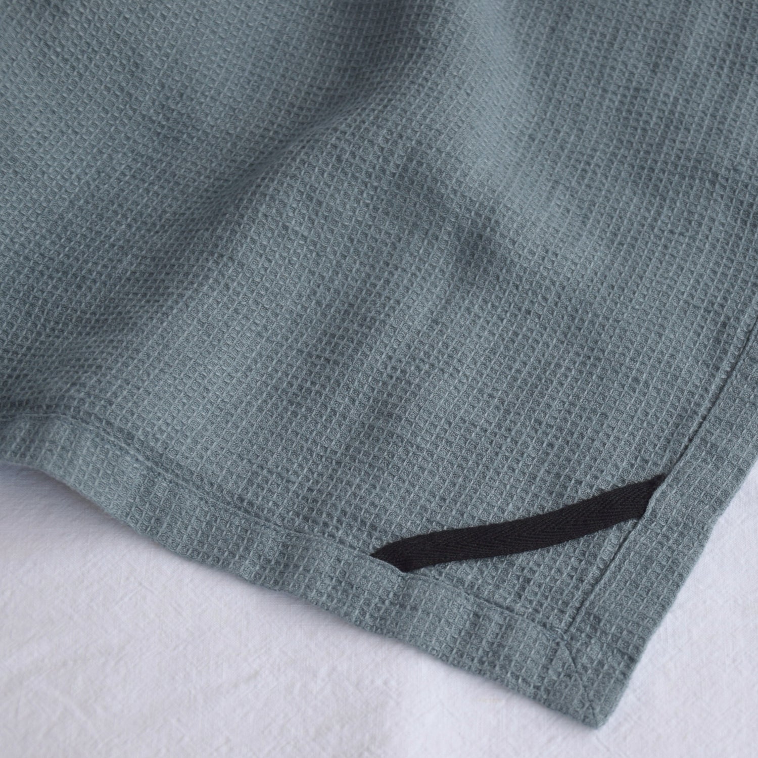 バスタオル　フレンチリネン　ワッフル生地　フランス製　ブルー