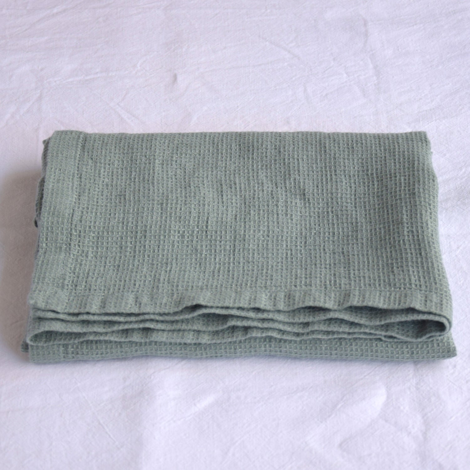 バスタオル　フレンチリネン　ワッフル生地　フランス製　グリーン