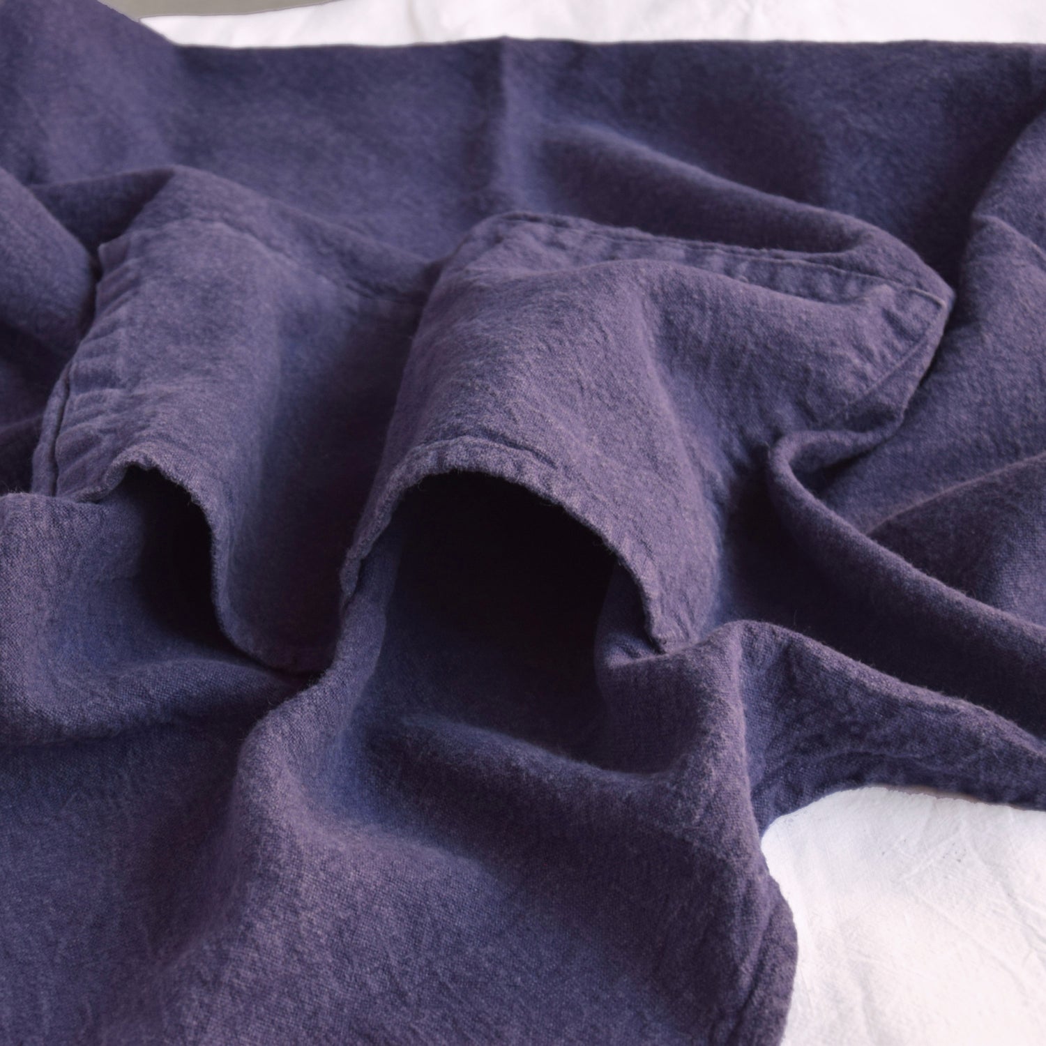 エプロン　リネンエプロン　フランス製　パープル　ブルー