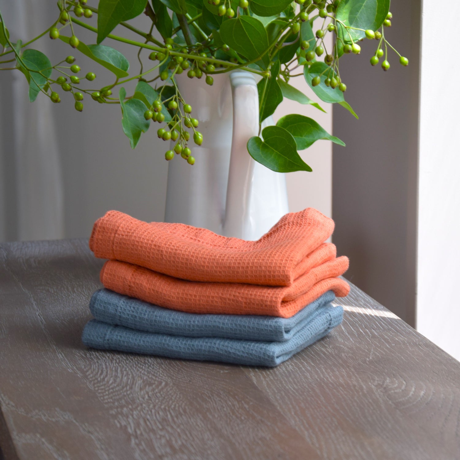 ハンドタオル　タオル　麻　リネン　フレンチリネン　フランス製　ワッフル生地　ハニコム織  