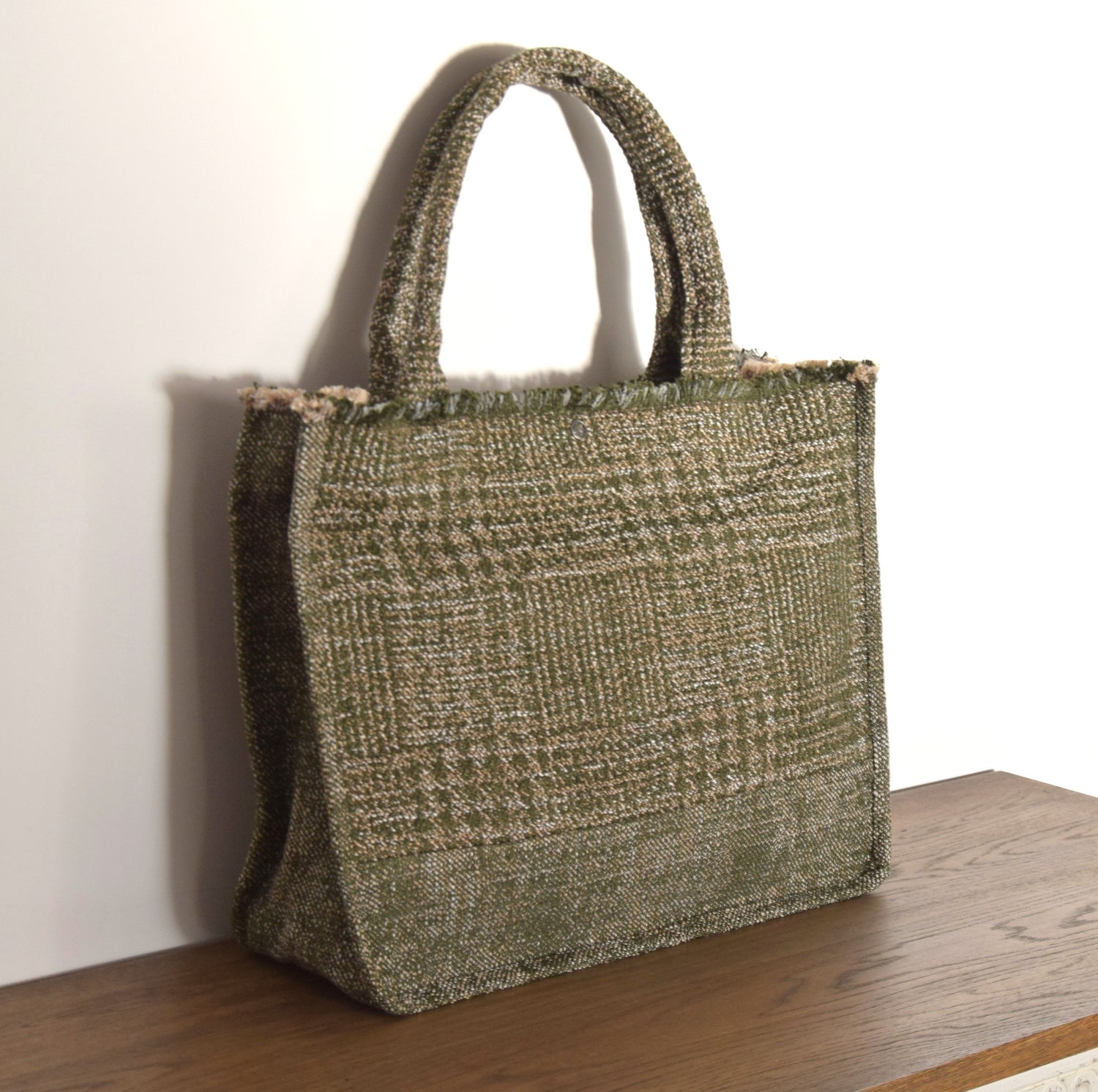 バッグ　布バッグ　ジャカード　フランス製　グリーン