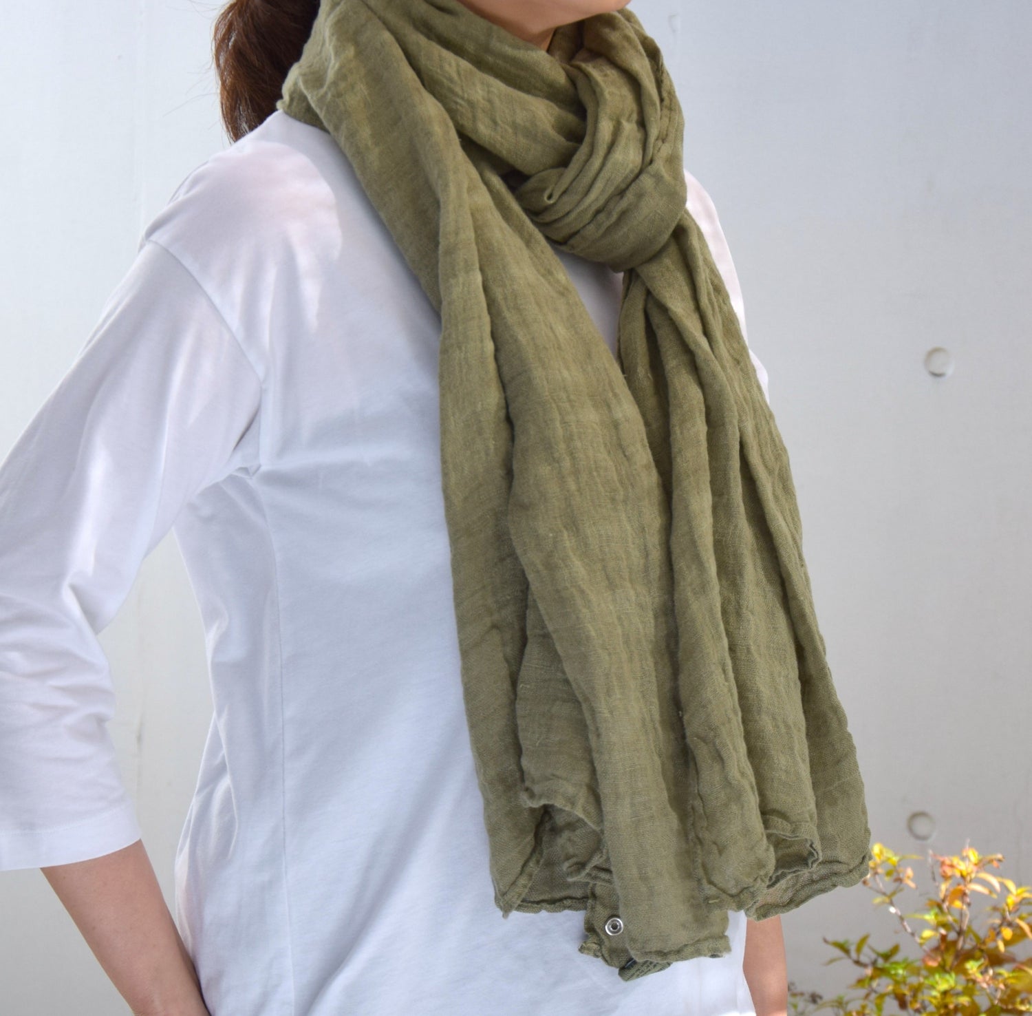 ストール　マフラー　フレンチリネン　ハーモニーブルー　リネン　グリーン
