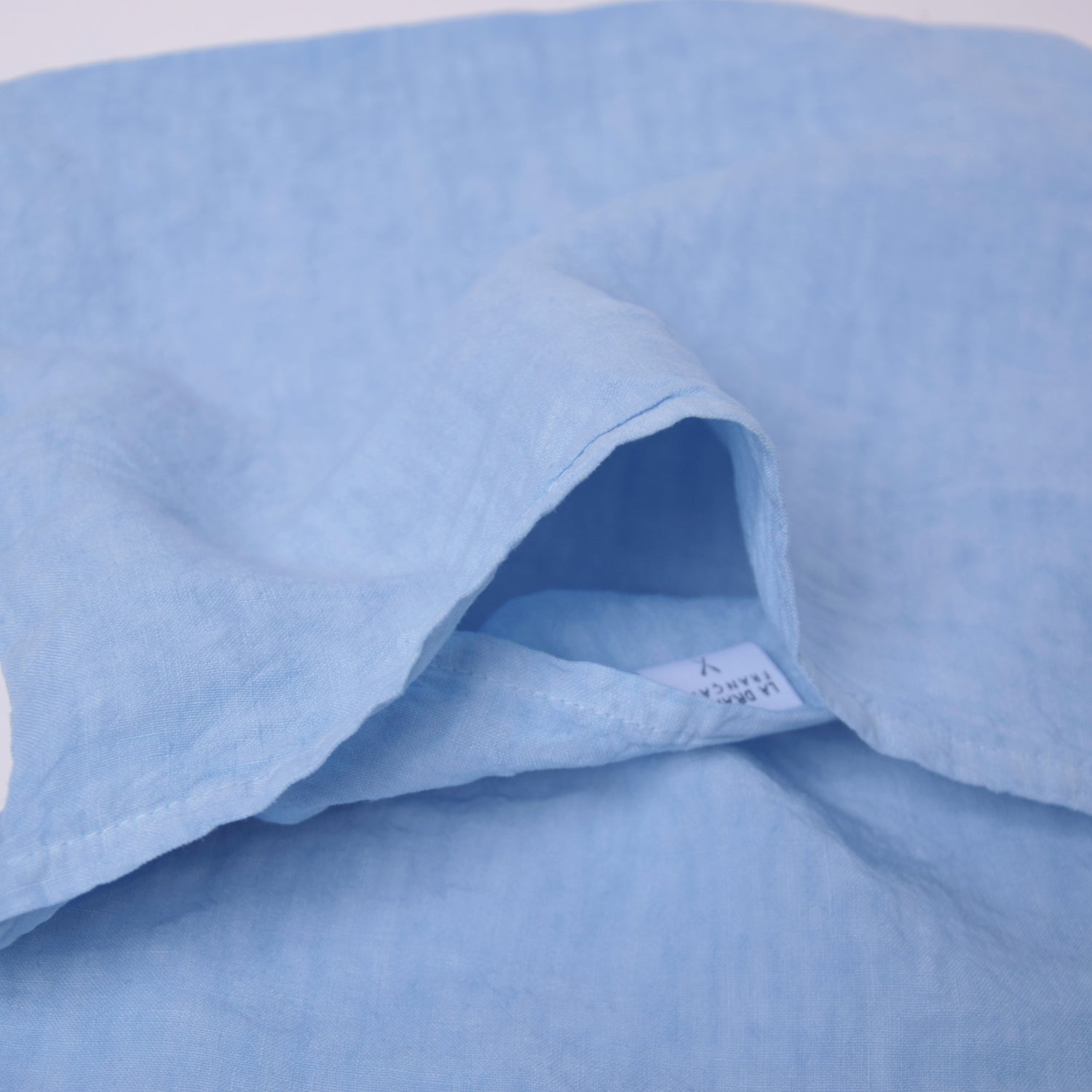 クッションカバー　フランス製　フレンチリネン　リネン　麻　ブルー　空色　水色　ミニクッション